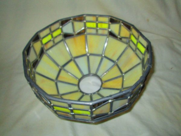 Vintage Leaded Glass Light Fixture Shade leaded not faux glass not plastic