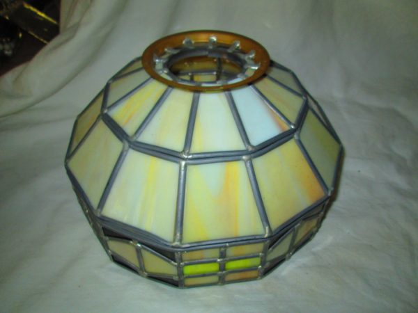 Vintage Leaded Glass Light Fixture Shade leaded not faux glass not plastic