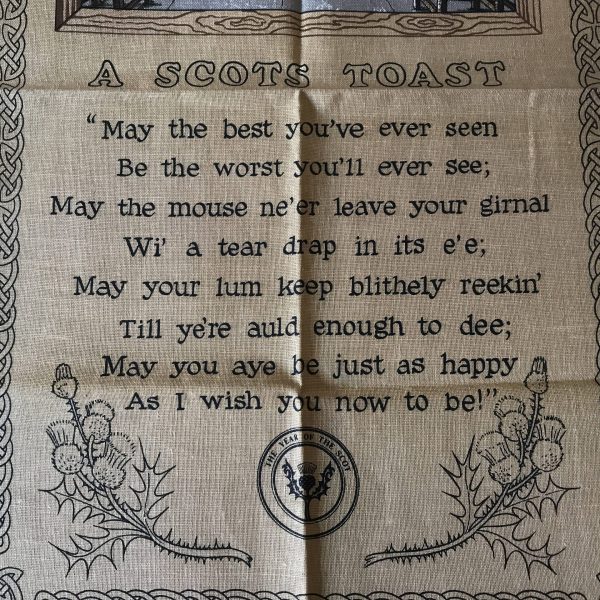 Vintage Linen Kitchen Towel New Old Stock "A Scpts Toast" Innes & Cromb Design
