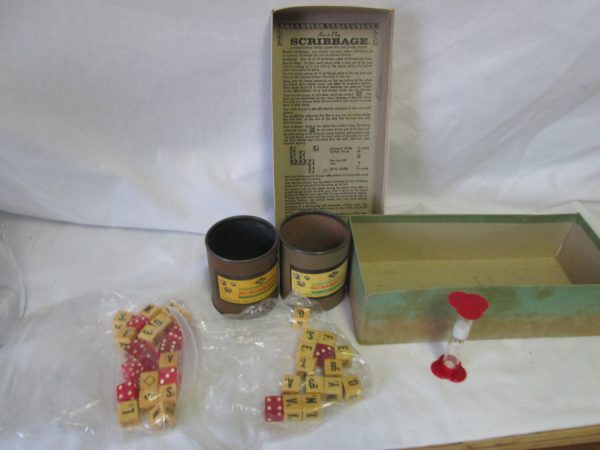 Vintage Lowe Scribbage Game No. 954 dated 1963 Dice Tile Game Family Barware Group dice game