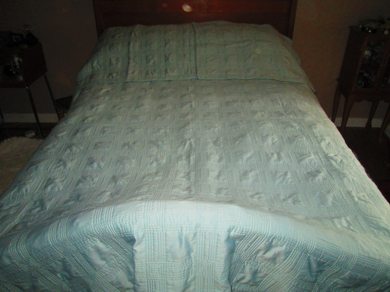 Vintage Machine Sewn Fieldcrest Quilted Coverlete Blanket Quilt