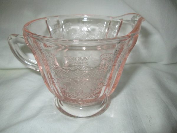 Vintage Madrid pattern pink creamer raised pattern glass cream pitcher
