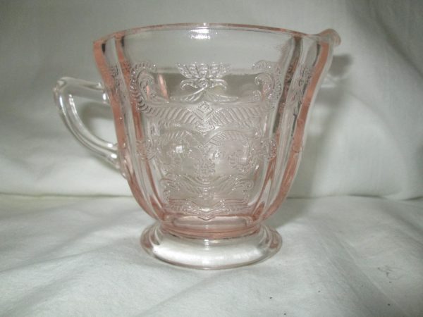 Vintage Madrid pattern pink creamer raised pattern glass cream pitcher