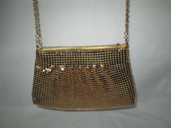 Vintage Mesh Evening Bag by Warren Reed Gold with Chain Strap Shoulder bag Pleated Front Very Cute
