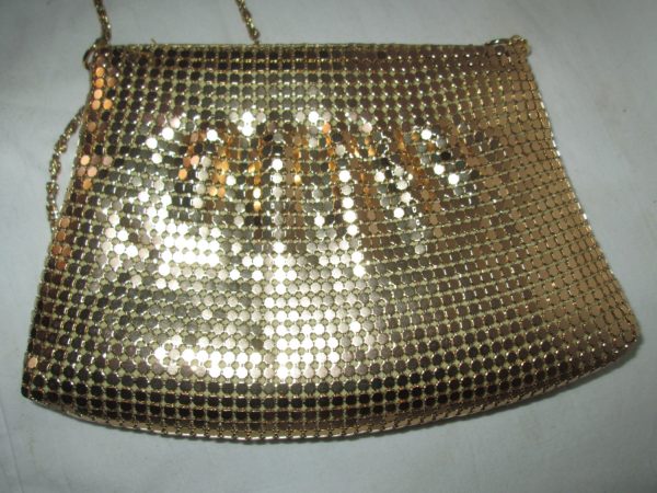 Vintage Mesh Evening Bag by Warren Reed Gold with Chain Strap Shoulder bag Pleated Front Very Cute