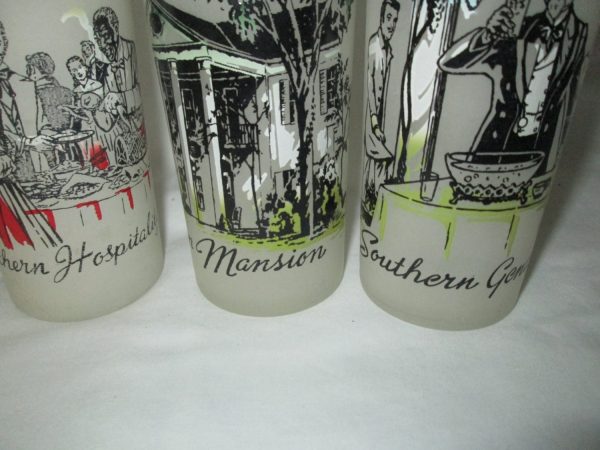 Vintage Mid Century Tom Collins Great Iced Tea Glasses Southern Designs Set of 6 Tumblers Glasses