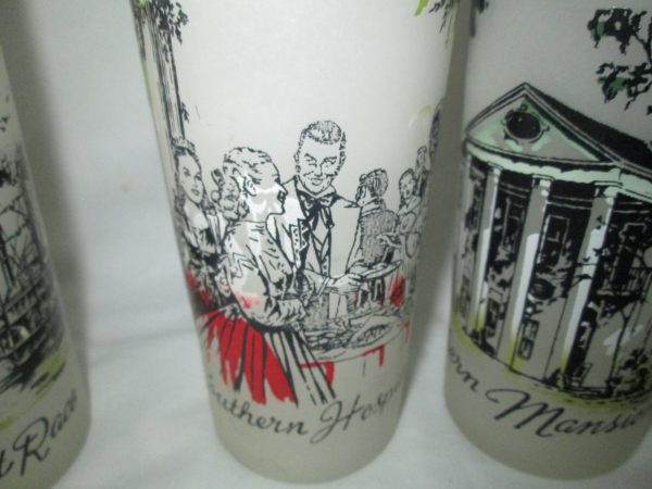 Vintage Mid Century Tom Collins Great Iced Tea Glasses Southern Designs Set of 6 Tumblers Glasses