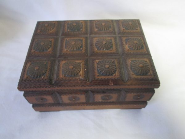 Vintage Modern Retro Hinged Box 1970's Poland Wooden Jewelry Storage Box handcrafted home decor Mid century style Copper top box