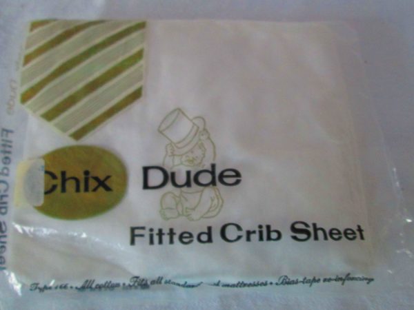 Vintage New old stock Fitted Crib sheet Chix Dude Brand All Cotton