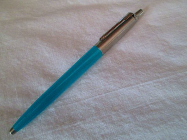 Vintage Parker Pen Arrow Clip Made in UK  1950's Aqua and Silver
