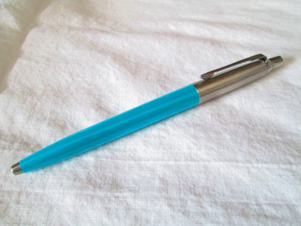 Vintage Parker Pen Arrow Clip Made in UK  1950's Aqua and Silver