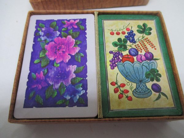 Vintage Playing Cards Whitman Double Deck with Double jokers in each deck purple and green in Kem box
