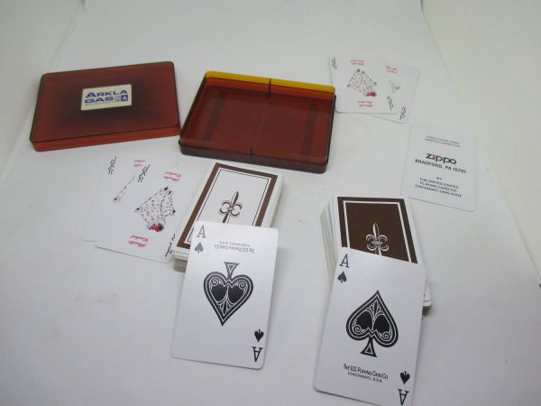 Vintage Playing Cards Zippo Double Deck with Double jokers in each deck Berown and white US Playing Card Co. Cincinnati, USA