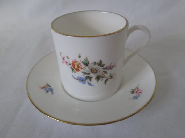 Vintage Royal Worcester England Fine Bone China Demitasse Tea Cup and Saucer Floral with gold trim