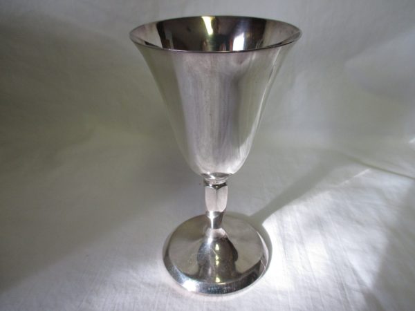 Vintage Set of 6 Silverplate Wine Glasses Made in Spain in Original Box Mid Century Modern Wine stems Goblets