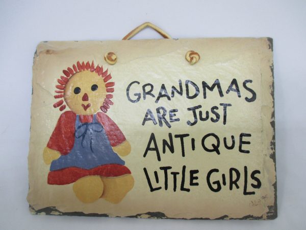 Vintage Slate Grandma Sign Hand Painted Plain Jane Slate New Orleans, LA Grandmas are just Antique little girls
