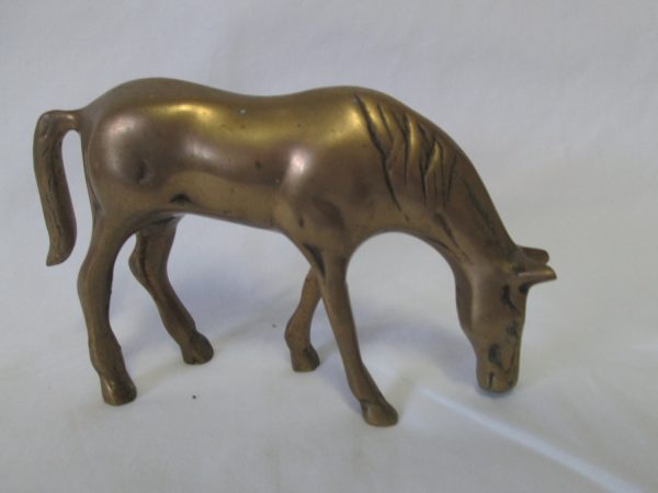 Vintage Solid Brass Horse Mid Century Brass Fine quality horse figurine 6" across 3 1/2" tall Fine Quality Nice Detail home decor