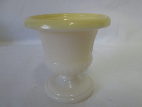 Vintage Urn style agate with yellow inside toothpick holder Raised Scrolls around the outside trinkets rings fancy soaps