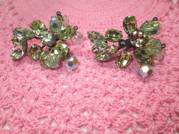 Vintage Vendome Aurora Boarelis Stunning Bead and Rhinestone Earrings Clips