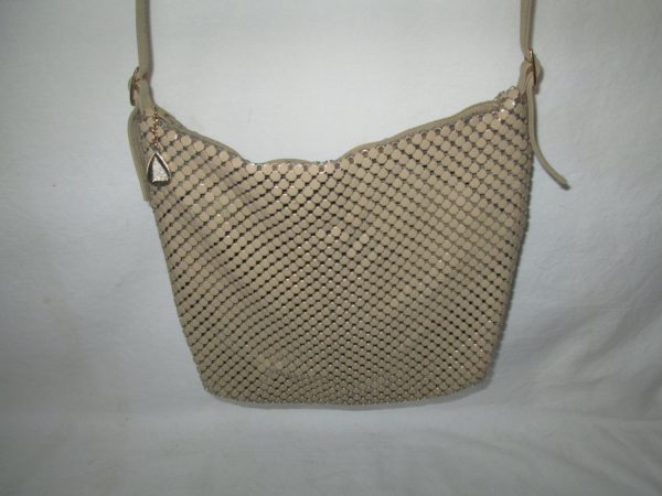Vintage Whiting and Davis Beige Mesh Small Shoulder Bag Very Clean Inside Whiting and Davis Lining