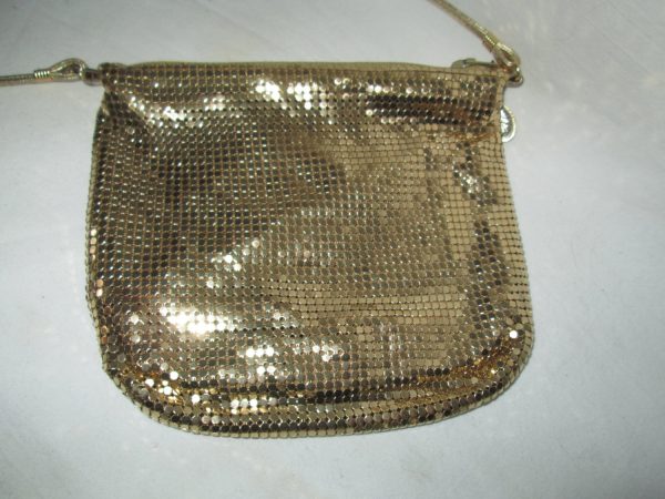 Vintage Whiting and Davis Gold Mesh Small Shoulder Bag Very Clean Inside Whiting and Davis Lining Evening Wedding Special Occasion
