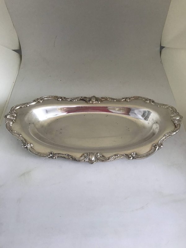 Vintage Wilcox Rochelle Bowl Plate Tray Serving Dish Collectible Display Silverplate Silver plate tray Ornate rim