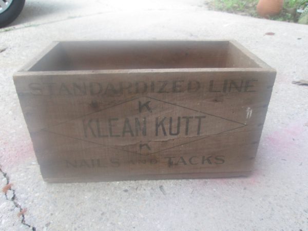 Vintage Wooden Box Klean Kutt Nails and Tacks Early Crate Nail Box
