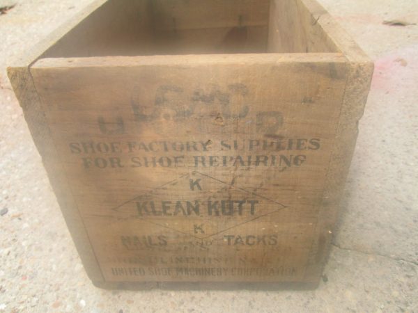 Vintage Wooden Box Klean Kutt Nails and Tacks Early Crate Nail Box