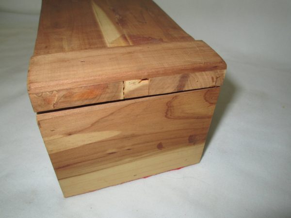 Vintage Wooden Cedar Wood box hand crafted hinged lid storage box