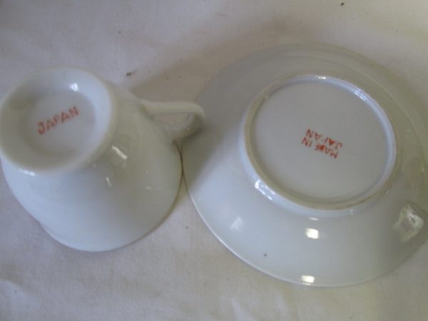 Vintage WWII Era Japan Demitasse Tea Cup and Saucer Fine China Cup 2.50" tall Saucer 4.5" across Japan Moss Queen China