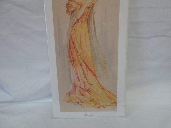 Vintage Yard long lithograph Rosemary by J Barrick Victorian Woman Gallery Graphics USA Litho New Old Stock in cellophane