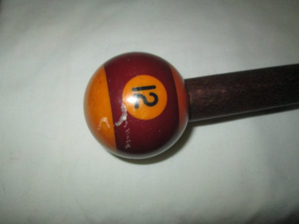 Wow What a great Idea for a Cane/Waling stick a #12 Pool Ball Pool Stick Top on a Mahogany Squareish Stick