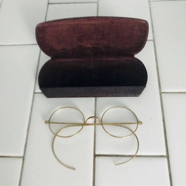 Antique eyeglasses gold wire rim collectible display farmhouse office eye glasses