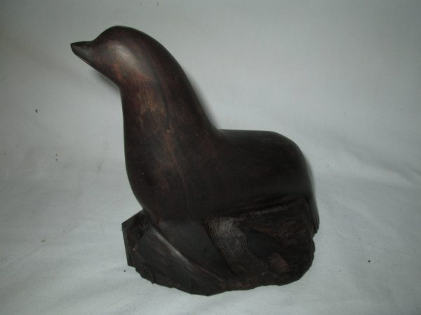 Mid Century Modern Carved Seal Figurine Ebony wood Beautiful Modern Retro Vintage Wood