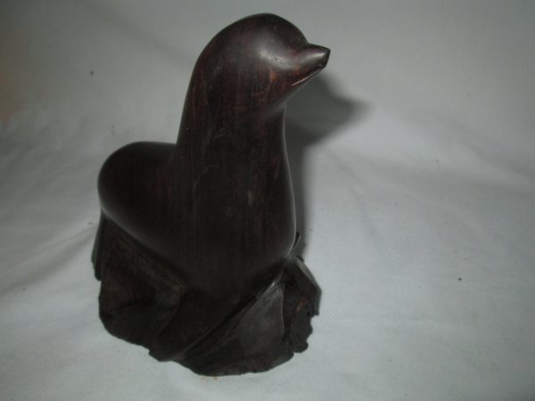 Mid Century Modern Carved Seal Figurine Ebony wood Beautiful Modern Retro Vintage Wood