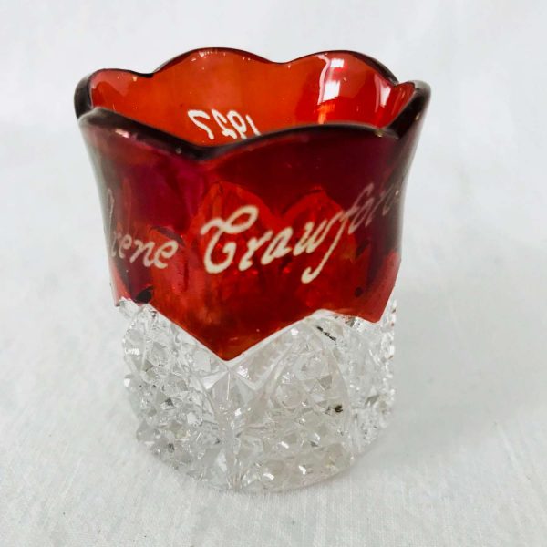 1927 - France Lyon, France - Foire internationale Worlds fair souvenir toothpick holder cut glass