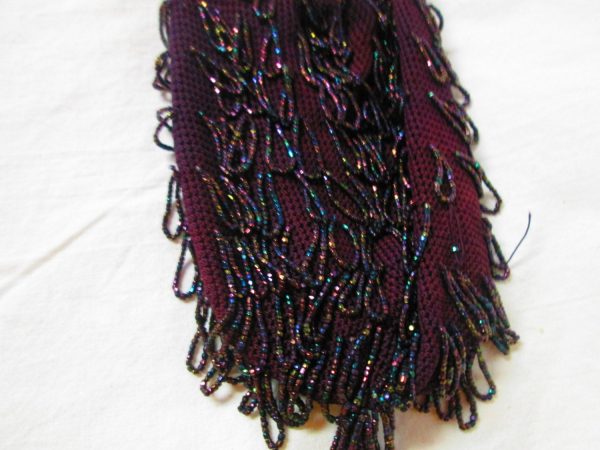 A Beautiful Beaded Bag with beaded handle purple with dark color beads Flapper Style Dark purple fabric