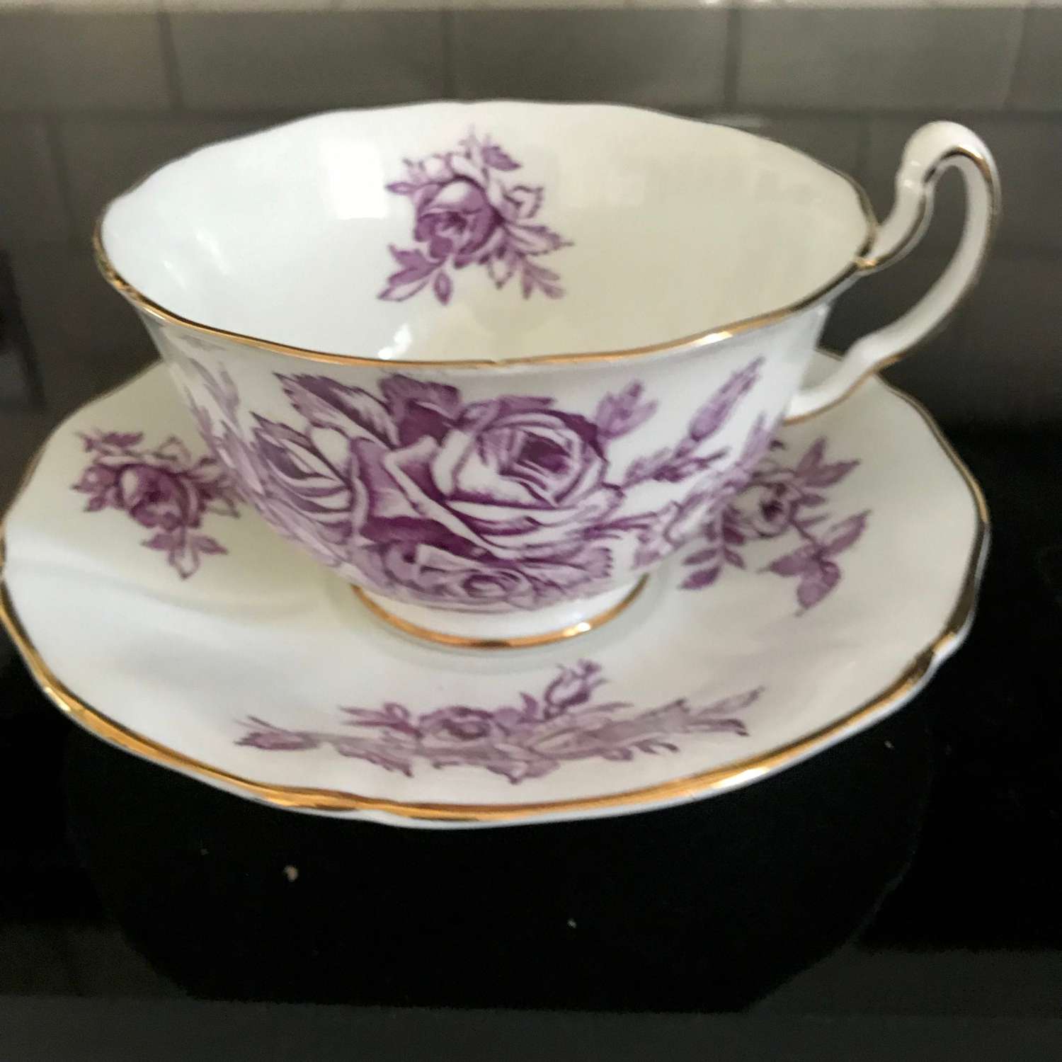 Lavender Bouquet Mug Adderley English Bone China Purple White