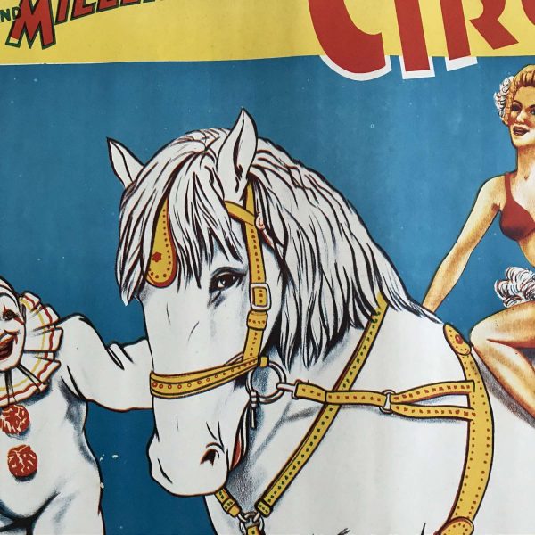 AL G Kelly Circus Poster 1950's Acme Printing Girl on Horse Advertising Collectible Display Man Cave TV Movie Prop 28" x 21"