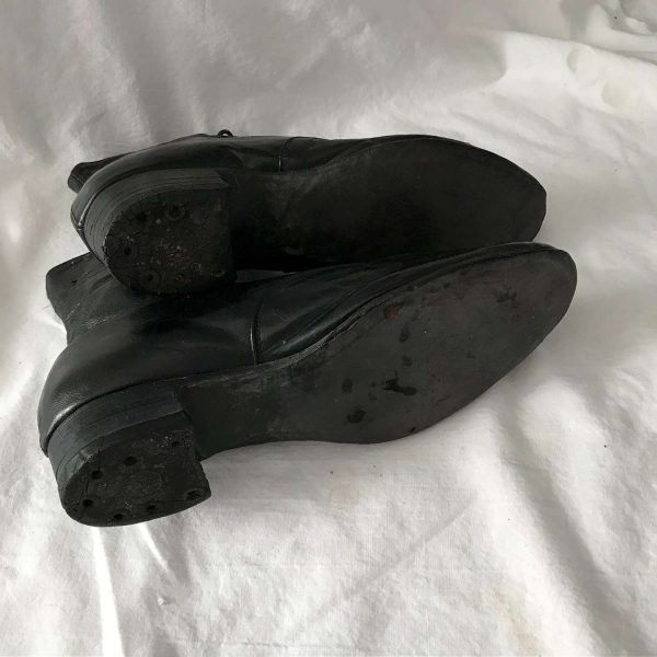 Antique 1915 shoe boots black leather museum studio display movie television show prop collectible hand made shoes
