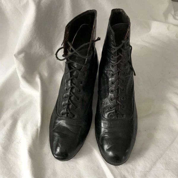 Antique 1915 shoe boots black leather museum studio display movie ...