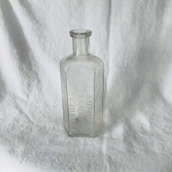 Antique Apothecary Pharmacy bottle medicine jar Medical collectible display pharmaceutical W.A. Dalemberte Drugist & Apothecary Pensacola Fl