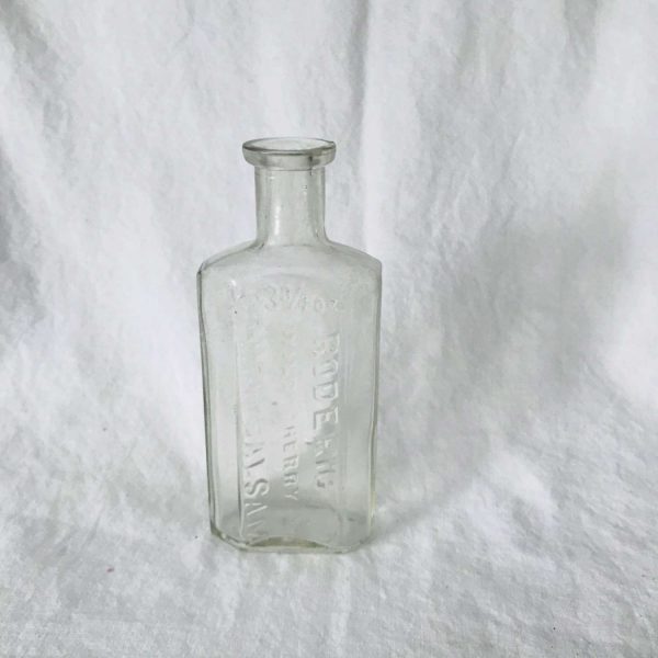 Antique Apothecary Pharmacy bottle medicine jar Medical collectible pharmaceutical Roderig Cough Balsam 3 3/4 oz Wild Cherry
