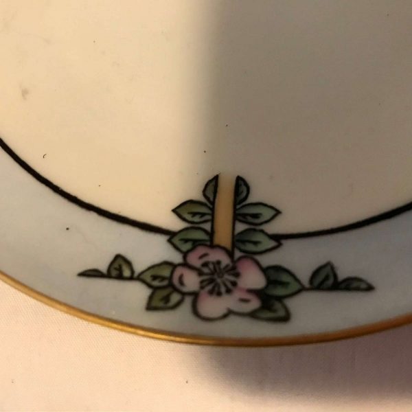 Antique Art Deco Designed J&C Bavaria Hand painted plate signed C.B. Mook Bavarian fine hand painted china bread snack plate blue pink black