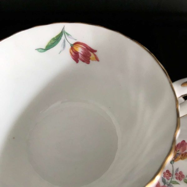 Antique Aynsley Tea Cup and Saucer Dresden flower pattern Fine bone china England Collectible Display Farmhouse Cottage bridal shower