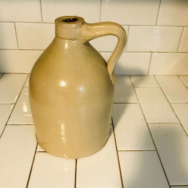 Antique Beige Crock Whiskey jug moonshine collectible display primitive rustic farmhouse pottery hand crafted jug jar crock