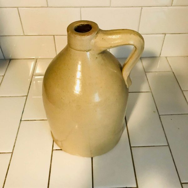 Antique Beige Crock Whiskey jug moonshine collectible display primitive rustic farmhouse pottery hand crafted jug jar crock