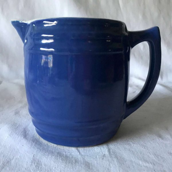 Antique Blue Pottery Water Milk Pitcher 1800's, Early Table ware collectible display farmhouse cottage shabby chic kitchen decor