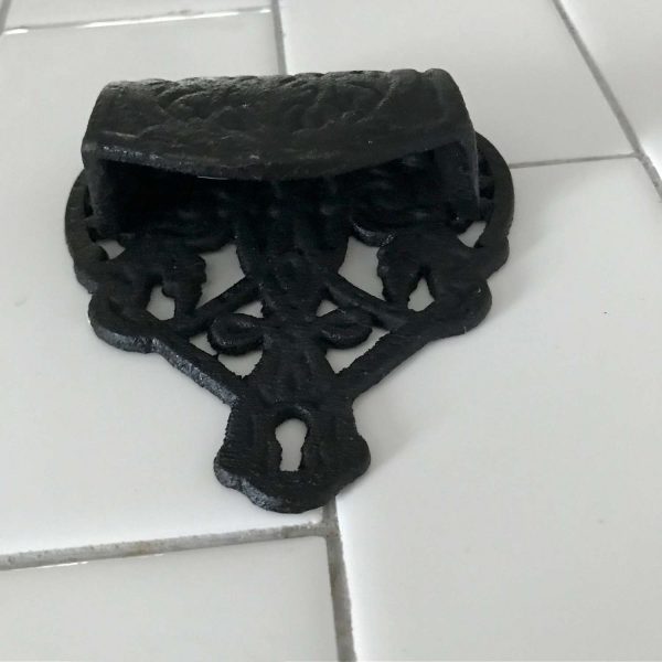 Antique cast iron ornate kitchen match holder matches collectible farmhouse display wall decor fireplace retro