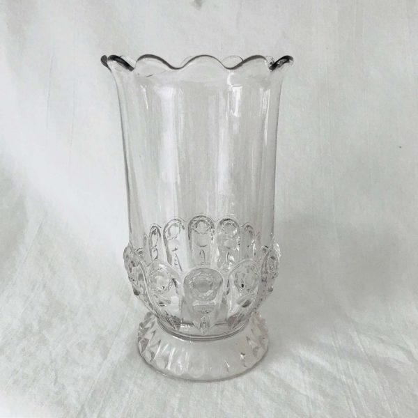 Antique Celery Dish Jar Victorian era Dining serving collectible display clear glass with scalloped rim 6 1/4" tall